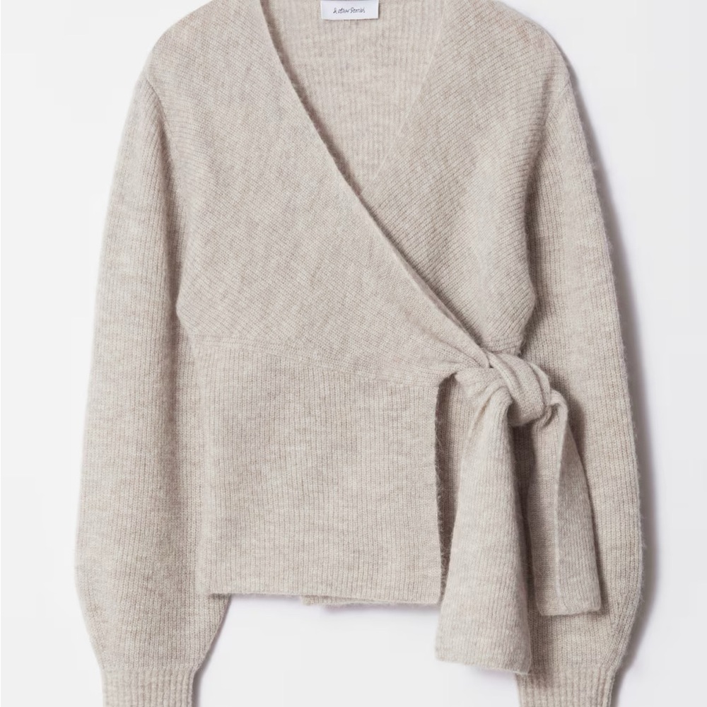 & Other Stories Light Grey Alpaca Blend Wrap Cardigan